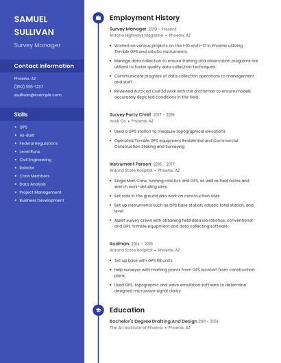 Survey Manager Resume