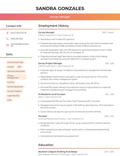 Survey Manager Resume