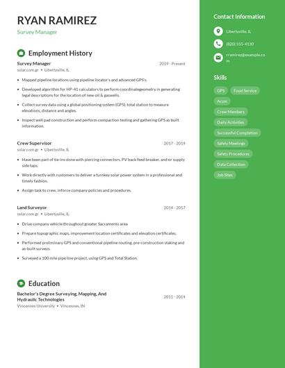 Survey Manager Resume