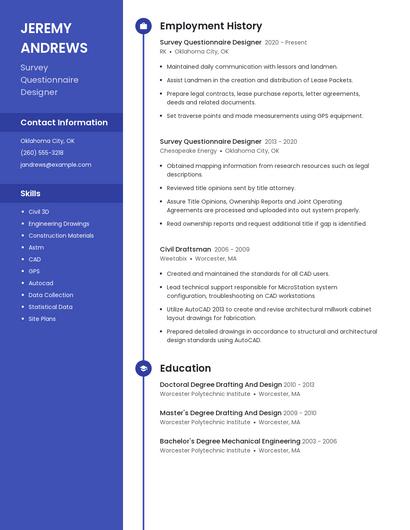 Survey Questionnaire Designer Resume