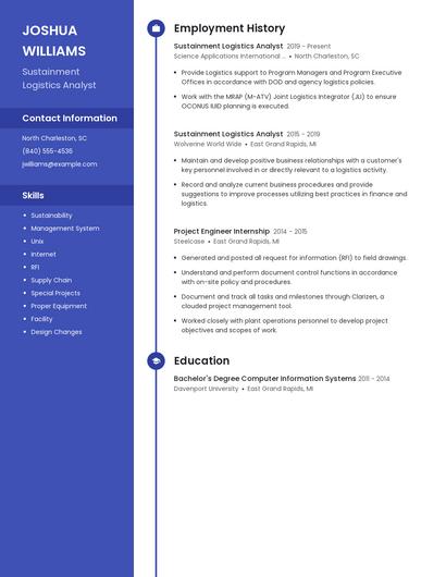 Sustainment Logistics Analyst Resume