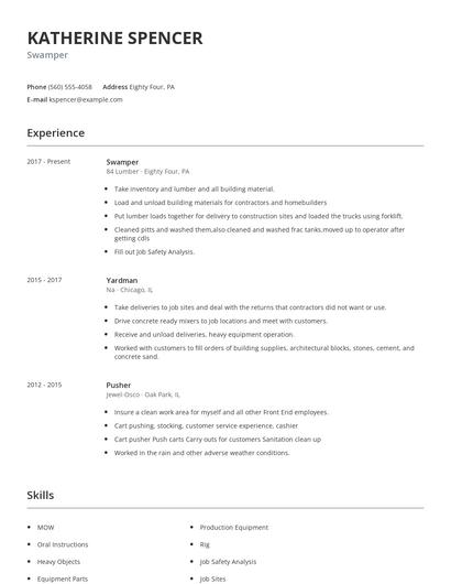 Swamper Resume