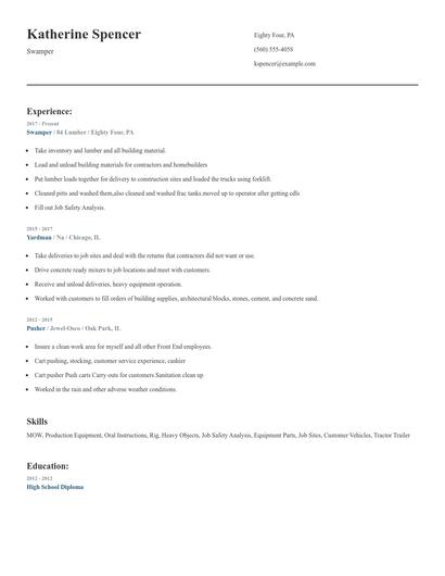 Swamper Resume