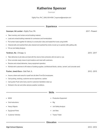 Swamper Resume