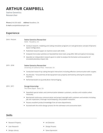 Swine Genetics Researcher Resume