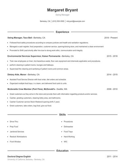 Resume example 1