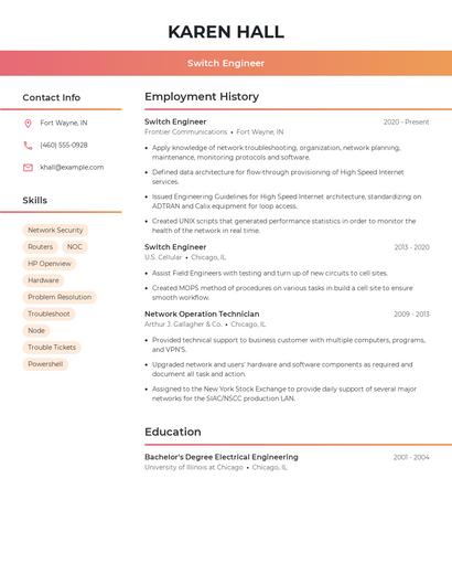 Switch Engineer Resume