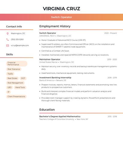 Switch Operator Resume