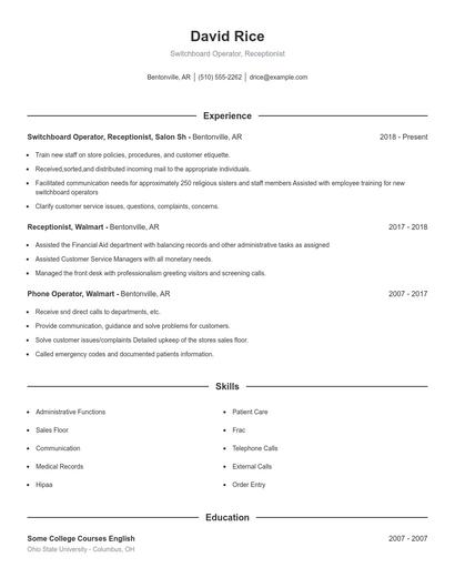 Resume example 1