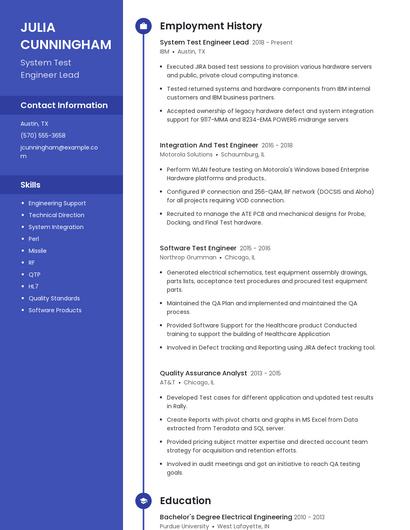 System Test Engineer Lead Resume