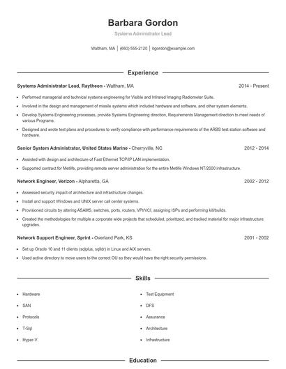 Resume example 1