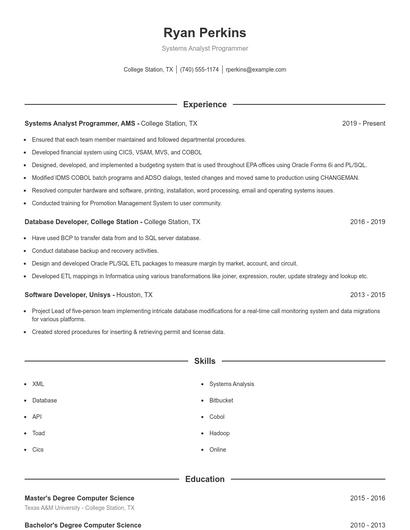 Resume example 1