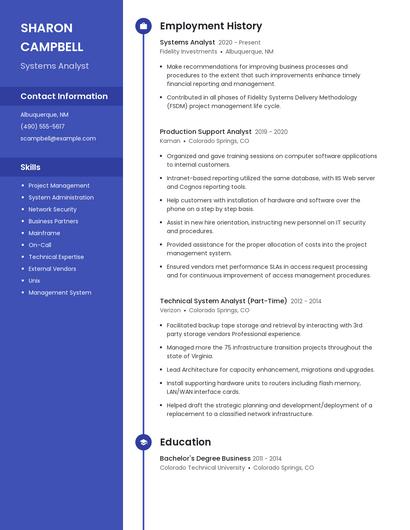 Systems Analyst Resume