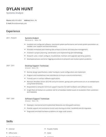 Systems Analyst Resume
