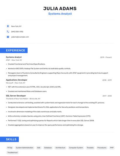 Systems Analyst Resume