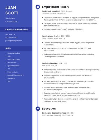 Systems Consultant Resume