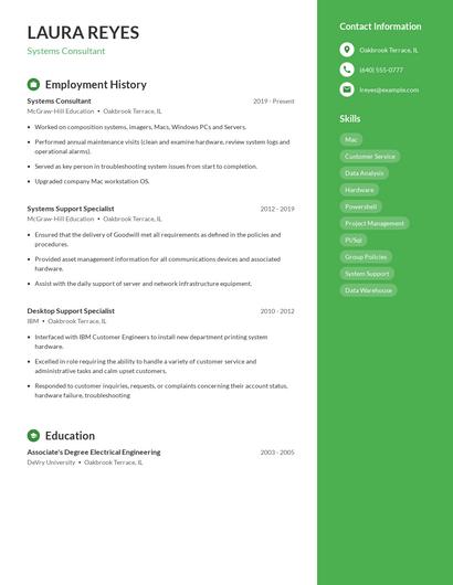 Systems Consultant Resume