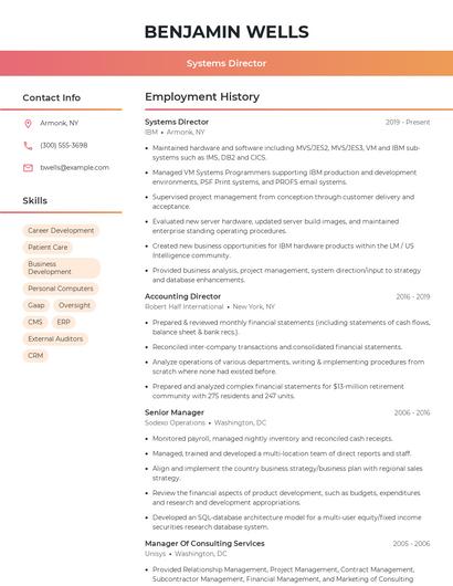 Systems Director Resume