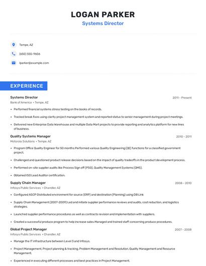 Systems Director Resume