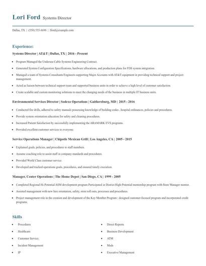 Systems Director Resume
