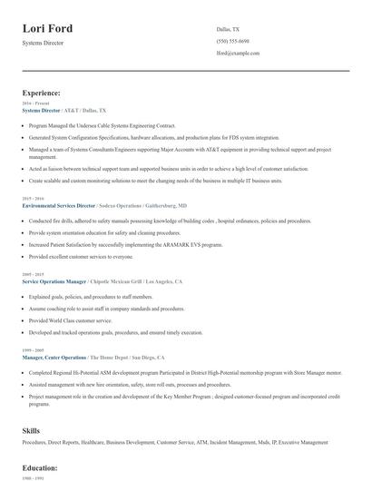 Systems Director Resume