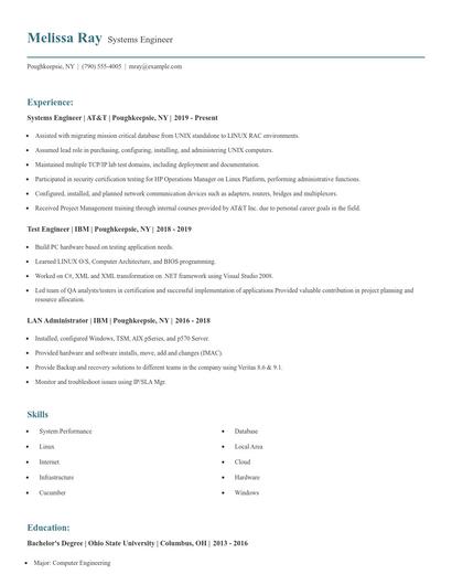 Systems Engineer Resume