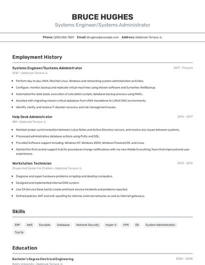 Systems Engineer/Systems Administrator Resume