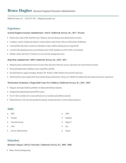 Systems Engineer/Systems Administrator Resume