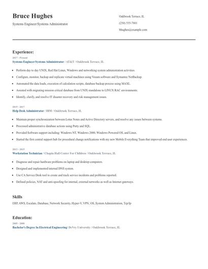 Systems Engineer/Systems Administrator Resume
