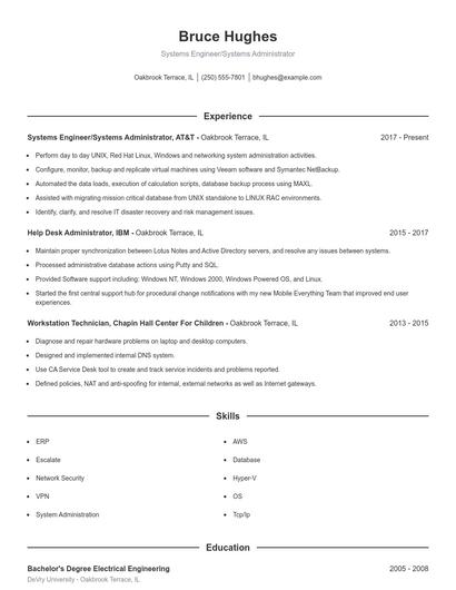 Systems Engineer/Systems Administrator Resume