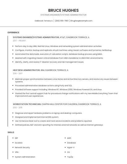 Systems Engineer/Systems Administrator Resume