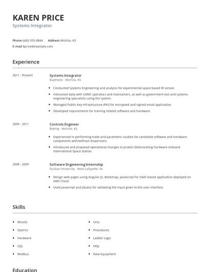 Systems Integrator Resume