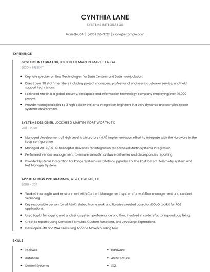 Systems Integrator Resume