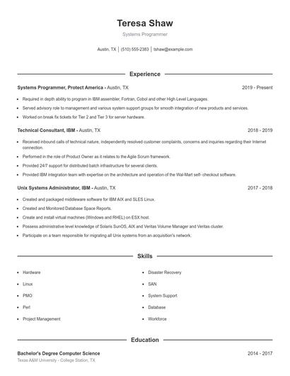 Resume example 1