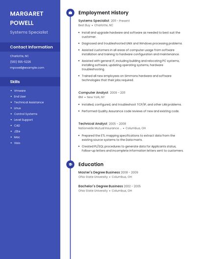Systems Specialist Resume