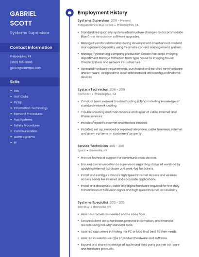 Systems Supervisor Resume