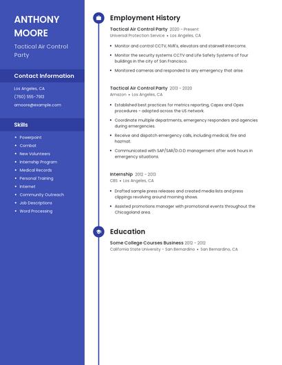 Tactical Air Control Party Resume