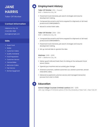 Take-Off Worker Resume