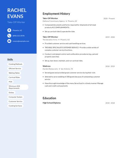 Take-Off Worker Resume