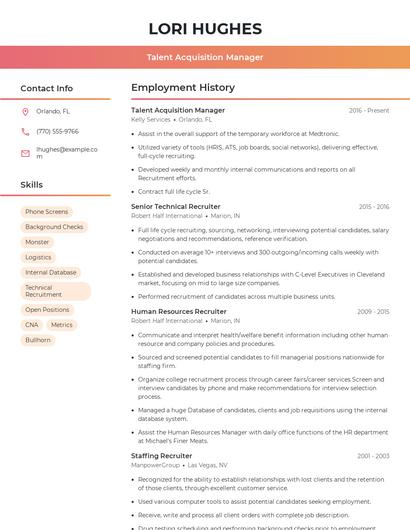 Talent Acquisition Manager Resume