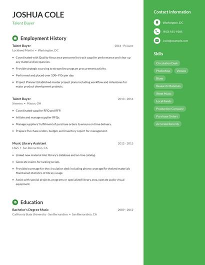 Talent Buyer Resume