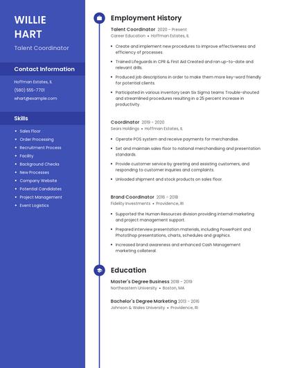 Talent Coordinator Resume