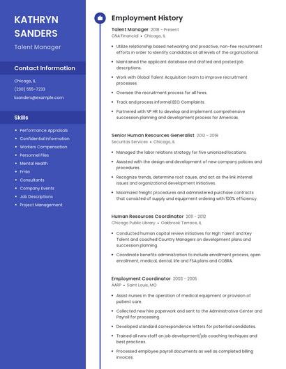 Talent Manager Resume