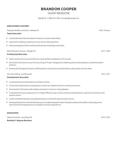 Talent Recruiter Resume