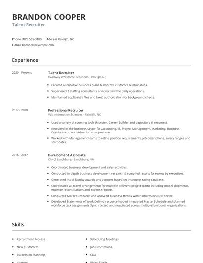 Talent Recruiter Resume