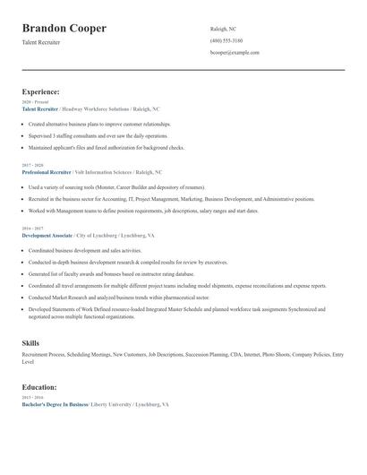 Talent Recruiter Resume