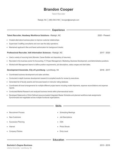 Talent Recruiter Resume