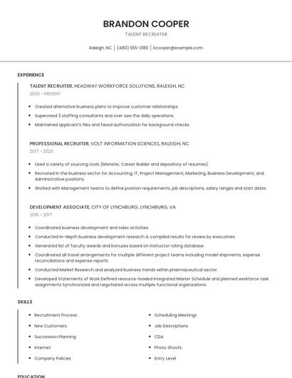 Talent Recruiter Resume