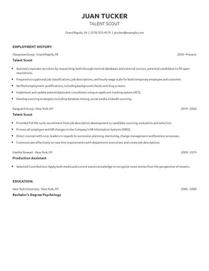 Talent Scout Resume