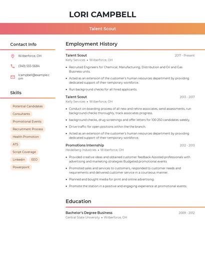 Talent Scout Resume